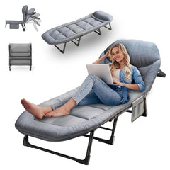 BOTAVARIS 6-angle adjustable cot bed demonstrates versatile setup for home, office, and camping.