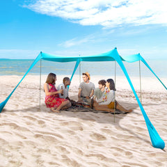 BOTINDO sun shelter wide coverage demonstrates tall stability poles, maximizing shaded area.