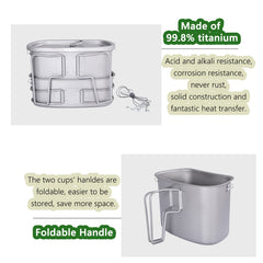 Folding handle design on Boundless Voyage mess kit for easy carrying.