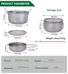 Boundless Voyage Ti2057C pot with lid on, ready for steaming and simmering.