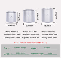 Boundless Voyage 300ml titanium cup with smooth rim for easy sipping