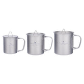 Boundless Voyage titanium cup with lid closed, leak-free for camping adventures.