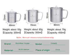 Boundless Voyage titanium cup on stove demonstrates open flame heating capability.