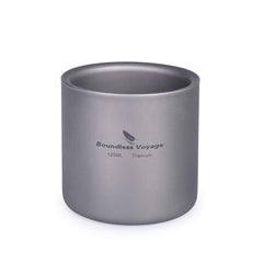 Boundless Voyage titanium cup outer view with double-walled insulation.