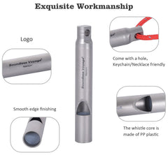 Close-up of Boundless Voyage titanium whistle showing durable build