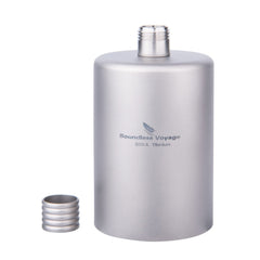 Boundless Voyage titanium flask compact design fits in your hand and travels easily.