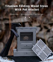 Boundless Voyage titanium folding stove open-top ready for outdoor meals.