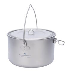 Boundless Voyage titanium hanging pot with folding handle for compact backpacking