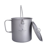 Boundless Voyage titanium hanging pot with lid, ultralight and durable for camping use.