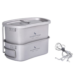 Boundless Voyage titanium mess kit 750ml cup, durable and rust-resistant for outdoor meals.