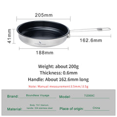 Boundless Voyage pan open with extended handle, comfortable outdoor cooking.