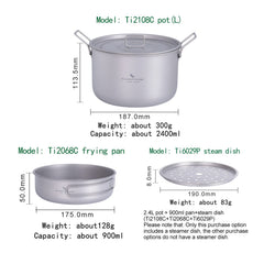 Boundless Voyage titanium pan 900ml interior view, ideal for quick meals on trail.