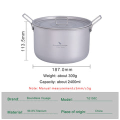 Boundless Voyage titanium pan folding-handle demonstrates space-saving design for compact packs.
