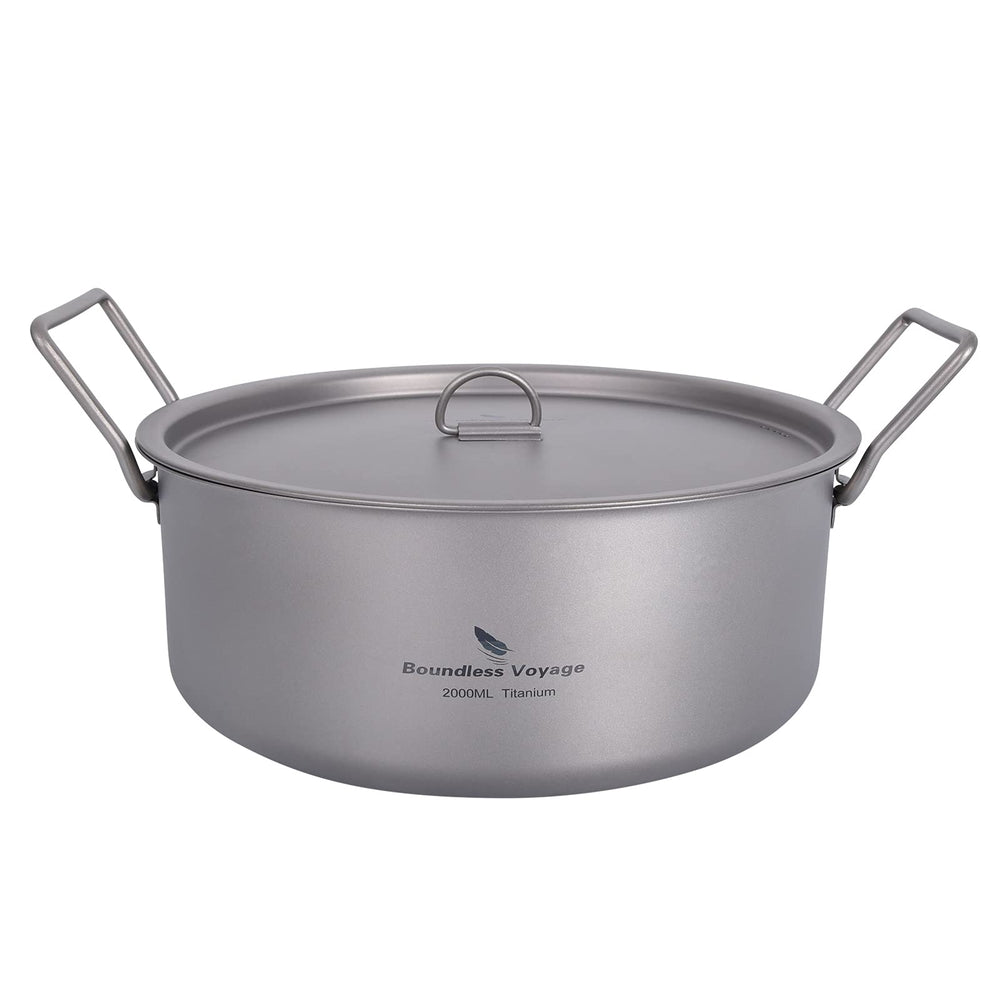 Boundless Voyage titanium pot 2L with lid for compact camping cooking.
