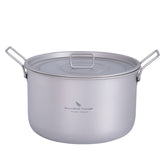 Boundless Voyage titanium pot close-up shows durable finish for rugged outdoor cooking.
