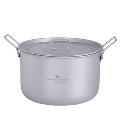 Boundless Voyage titanium pot close-up shows durable finish for rugged outdoor cooking.