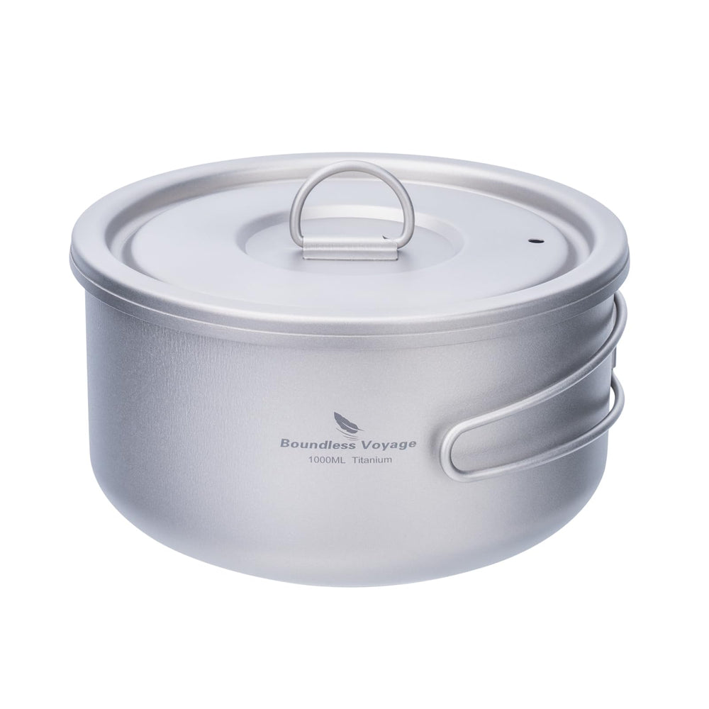 Boundless Voyage titanium pot with 145mm outer diameter for trail cooking.