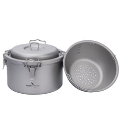 Boundless Voyage titanium outer pot 3.2L, durable for rugged outdoor cooking.