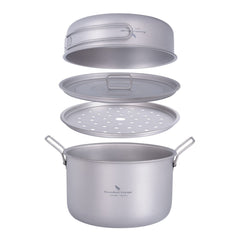 Boundless Voyage titanium pot exterior view showing compact, lightweight design for backpacking.