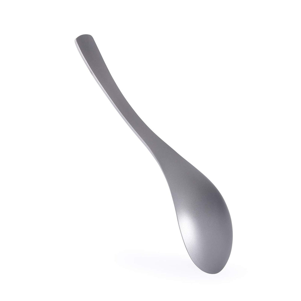 Boundless Voyage titanium spoon ready for camping trips, lightweight and durable.