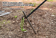 Boundless Voyage titanium tent pegs ground-insertion shows strong grip on tough soil.