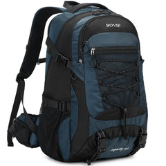 BOVIP 40L backpack water-resistant fabric highlighting rugged durability