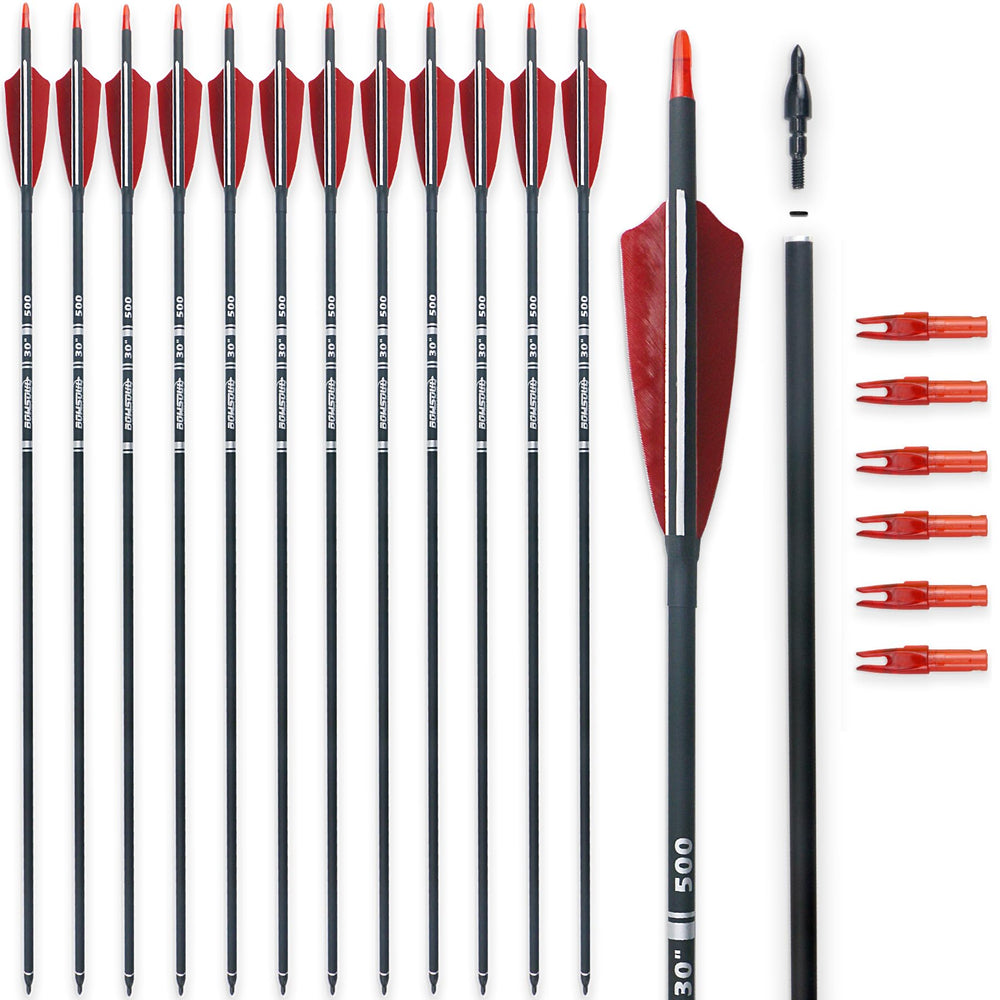 BOWSOUL 30inch carbon arrow shaft for precise shooting in recurve and longbow.