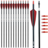 BOWSOUL 30-inch carbon arrow with black-red finish, precision flight for recurve and longbow.