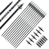 BOWSOUL arrows in packaging show twelve carbon arrows and broadheads for hunting.