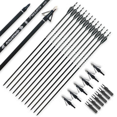 BOWSOUL arrows in packaging show twelve carbon arrows and broadheads for hunting.