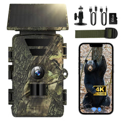 BoxLegend Solar Trail Camera front view with solar panel for continuous off-grid monitoring.