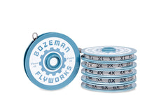Bozeman FlyWorks 4X fluorocarbon tippet on a spool, ready for versatile rigs and strong knots.