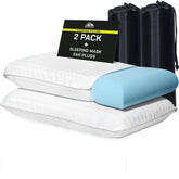 Bozeman Outdoors camping pillow 2-pack compact in backpack for travel comfort.