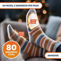 Bramble foot warmers in shoes demonstrate placement for all-day comfort on winter hikes.