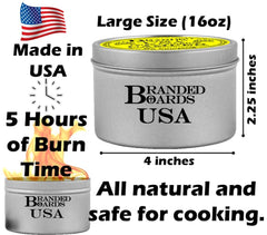 Branded Boards 4x2-1/4 inch size for travel-friendly fire.