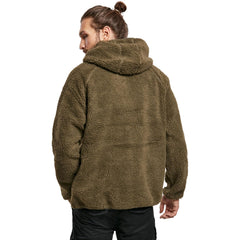 Brandit hooded fleece jacket olive chest pocket with reverse zip for secure items