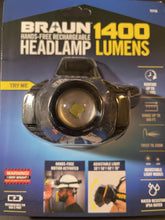 Braun headlamp with 1400-lumen beam for hands-free work in tight spaces
