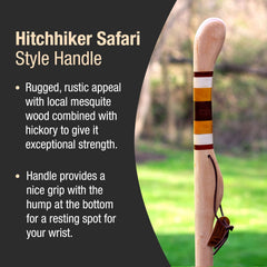 Brazos mesquite-hickory wood walking stick handcrafted in the USA.