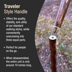 Brazos traveler stick with safety strap and traction tip for stability.