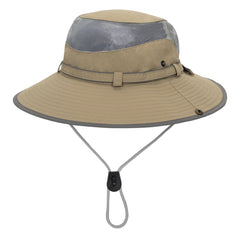 Breathable outdoor fishing hat in khaki, front view