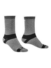 Bridgedale Coolmax base layer liner socks two-pack in grey showing slim fit and dry feel.