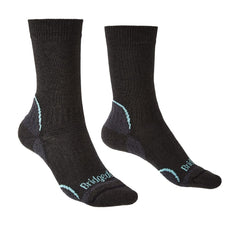 Bridgedale women's lightweight Coolmax boot socks in graphite mint for warm hikes