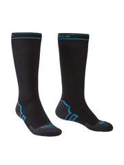Bridgedale StormSock knee-high hiking sock in black/blue for warmth and protection.