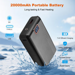 Brimekey heated hoodie battery pack shows 20000mAh capacity for long heat