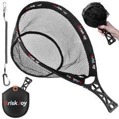 Briskjoy foldable rubber-coated trout landing net ideal for fly fishing