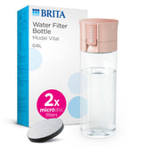 BRITA Apricot water filter bottle cap closed for leak-proof on-the-go hydration.