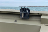 Brocraft 90-Degree Boat Track Tool Holder mounted on Versatrack gunnel for easy tool access.
