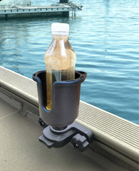 Brocraft 90° Gunnel Track Drink Holder mounted on boat gunwale