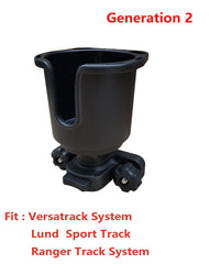 Close-up of the 90 Degree Gunwale Drink Holder showing Versatrack compatibility