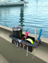 Brocraft 90-degree track tool holder mounted on boat gunnel for easy organization